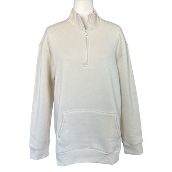 Beyond Yoga Womens Recharge Pullover Quarter Zip Sweatshirt Vintage White Medium - Picture 1 of 9